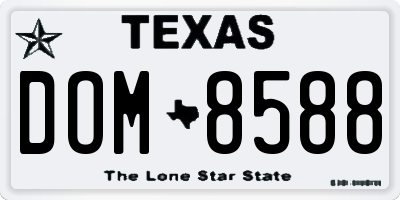 TX license plate DOM8588