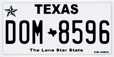 TX license plate DOM8596