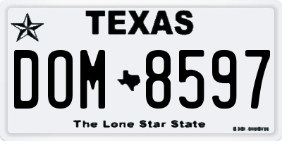 TX license plate DOM8597