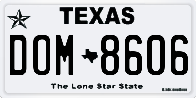 TX license plate DOM8606