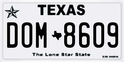 TX license plate DOM8609