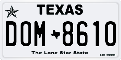 TX license plate DOM8610