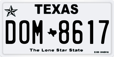 TX license plate DOM8617