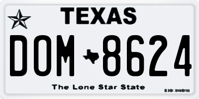 TX license plate DOM8624