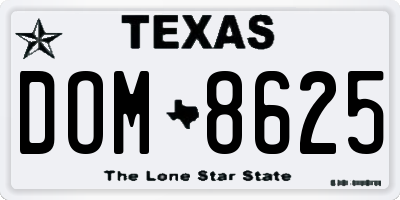 TX license plate DOM8625