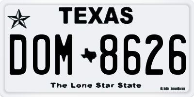 TX license plate DOM8626