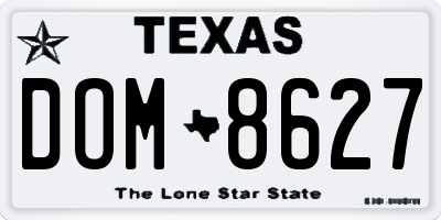 TX license plate DOM8627