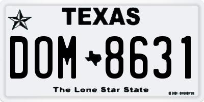 TX license plate DOM8631