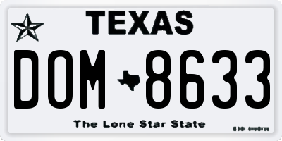 TX license plate DOM8633