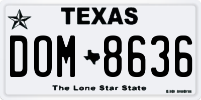TX license plate DOM8636