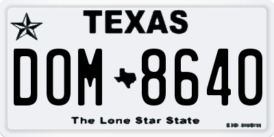 TX license plate DOM8640