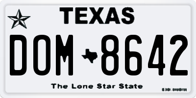 TX license plate DOM8642