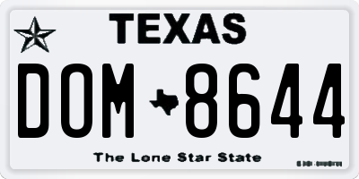 TX license plate DOM8644