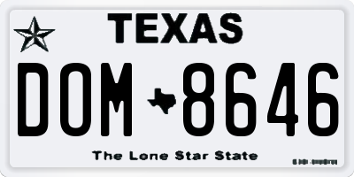 TX license plate DOM8646
