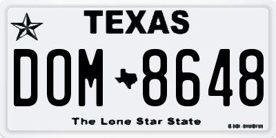 TX license plate DOM8648