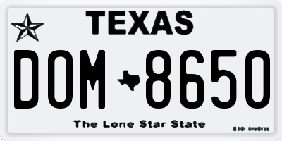 TX license plate DOM8650
