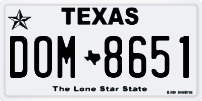 TX license plate DOM8651