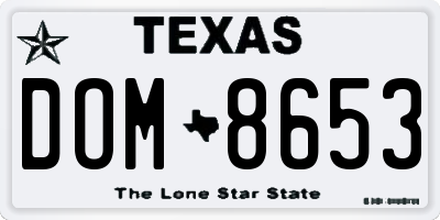 TX license plate DOM8653