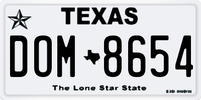TX license plate DOM8654