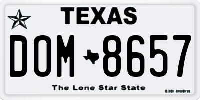 TX license plate DOM8657