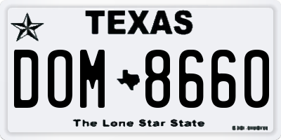 TX license plate DOM8660
