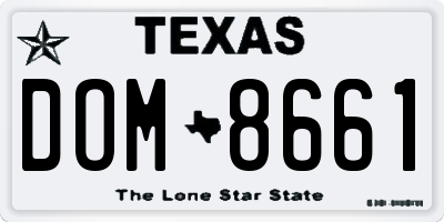 TX license plate DOM8661