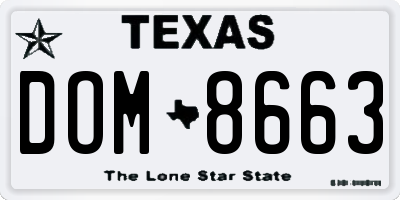 TX license plate DOM8663