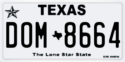 TX license plate DOM8664