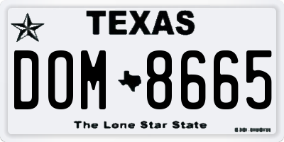 TX license plate DOM8665
