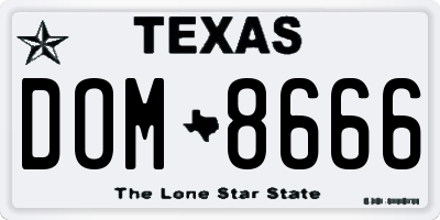 TX license plate DOM8666