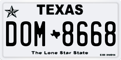 TX license plate DOM8668