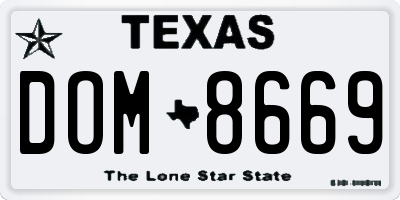 TX license plate DOM8669