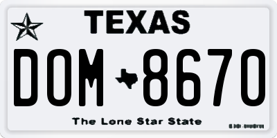 TX license plate DOM8670