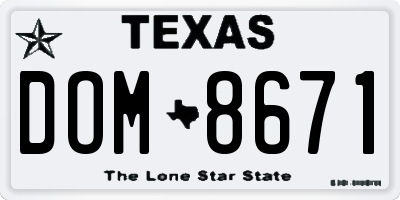TX license plate DOM8671