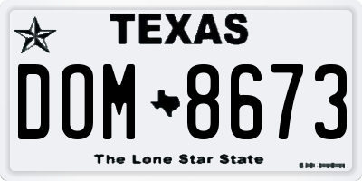 TX license plate DOM8673