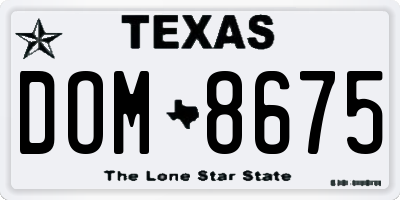 TX license plate DOM8675