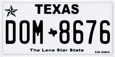TX license plate DOM8676