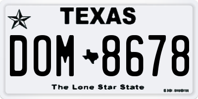 TX license plate DOM8678
