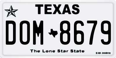 TX license plate DOM8679