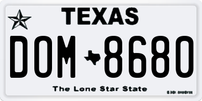 TX license plate DOM8680