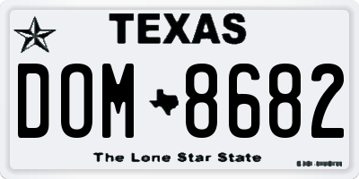 TX license plate DOM8682