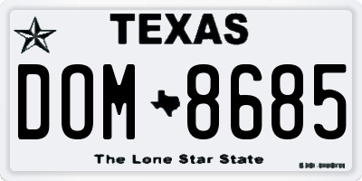 TX license plate DOM8685