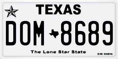 TX license plate DOM8689