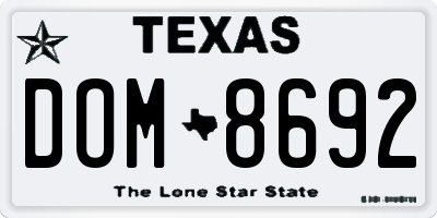 TX license plate DOM8692