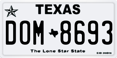 TX license plate DOM8693