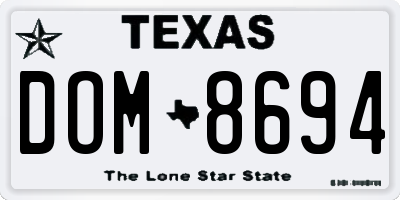 TX license plate DOM8694