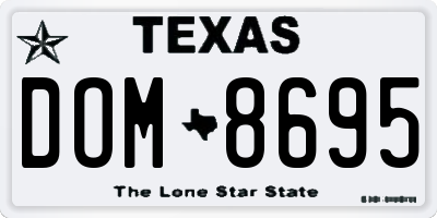 TX license plate DOM8695