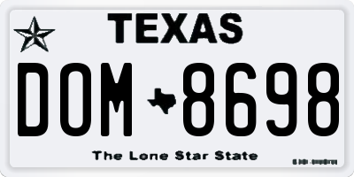 TX license plate DOM8698