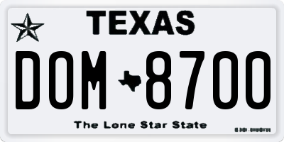 TX license plate DOM8700