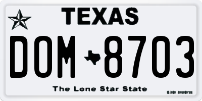 TX license plate DOM8703